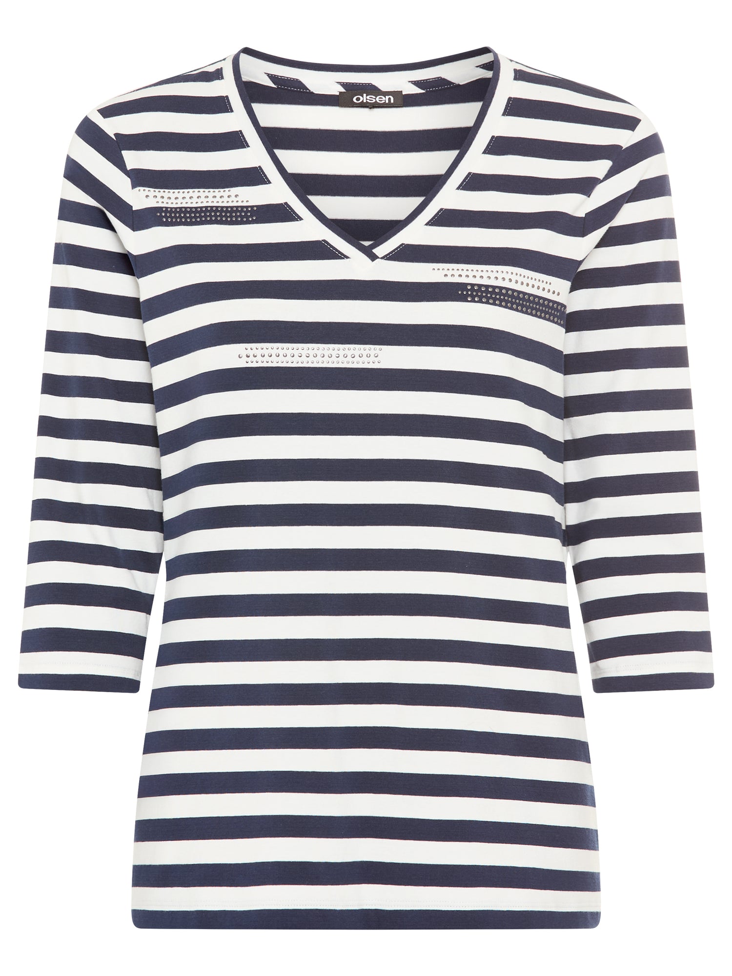 Olsen-Blue stripe 3/4 T-shirt