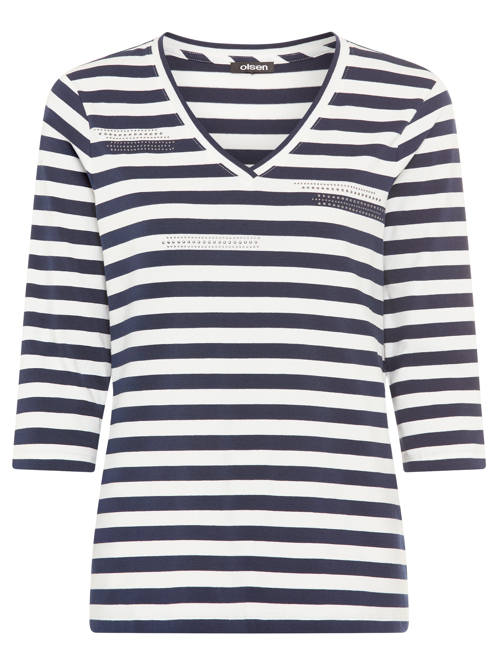 Olsen-Blue stripe 3/4 T-shirt