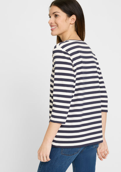 Olsen-Blue stripe 3/4 T-shirt