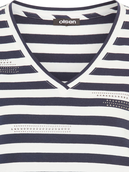 Olsen-Blue stripe 3/4 T-shirt