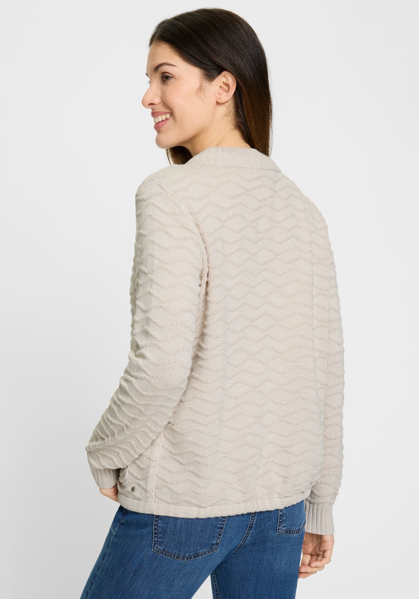 Olsen - Beige Zip Cardi