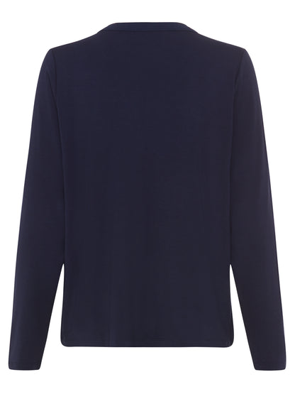 Olsen-V-Neck Navy Long Sleeve Top