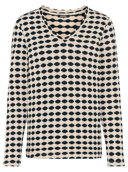 Olsen - Navy and Cream Texture top