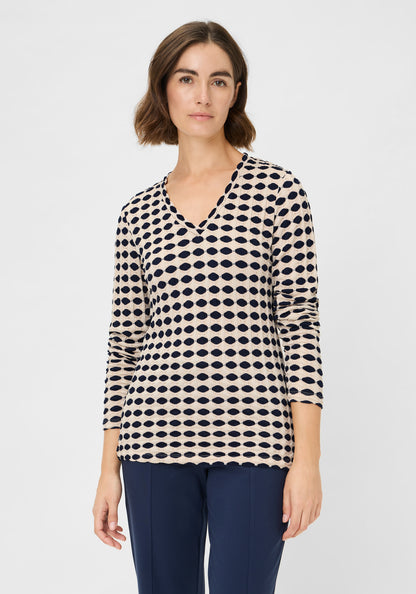 Olsen - Navy and Cream Texture top