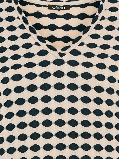 Olsen - Navy and Cream Texture top