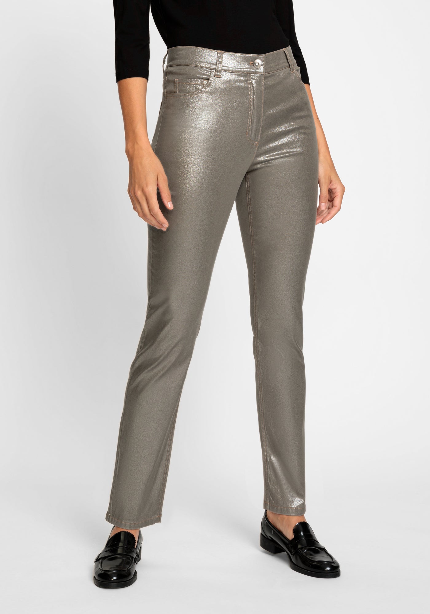 OLSEN - Champagne Metallic Mona Slim Pants