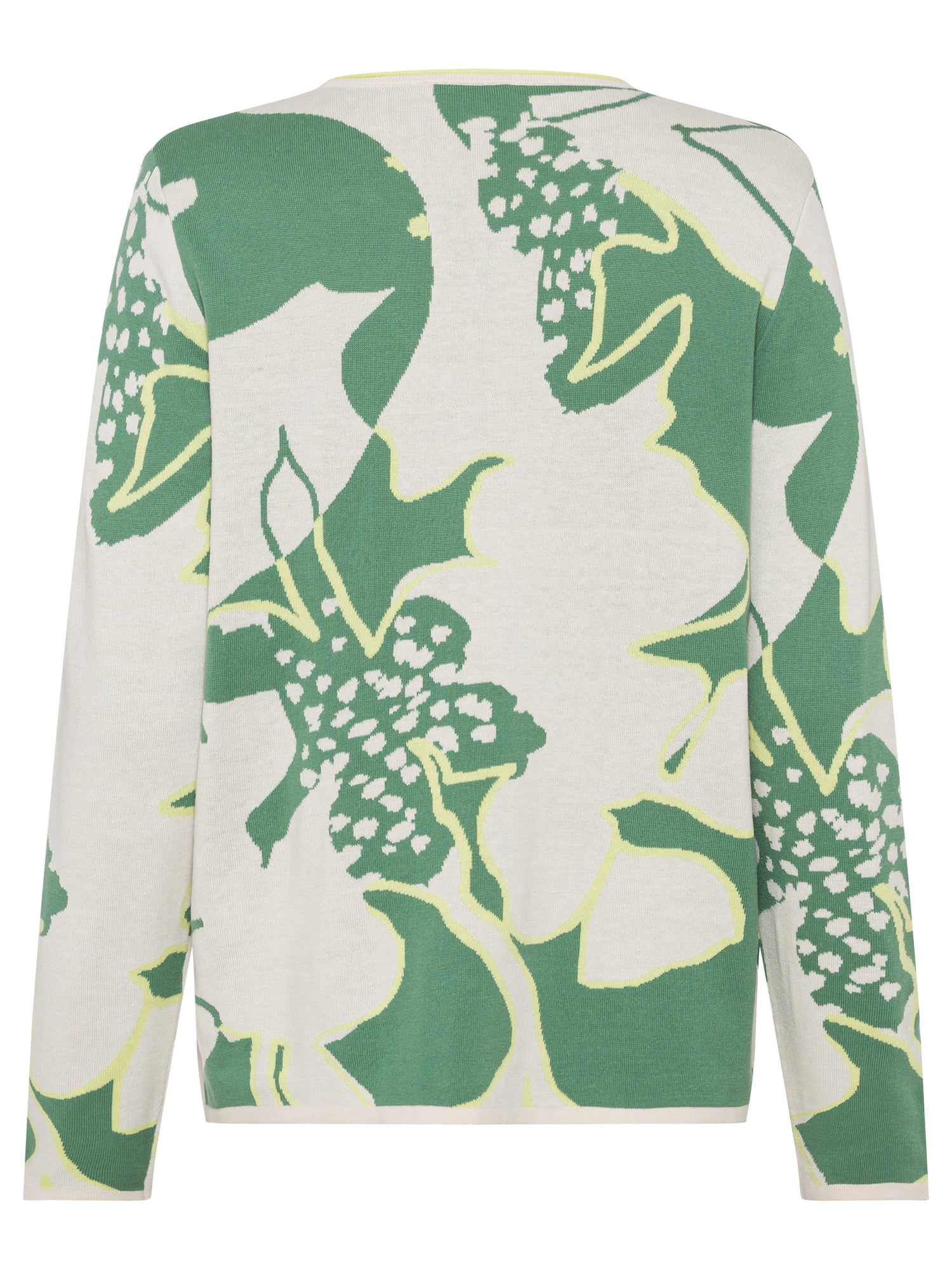 Olsen - Cream and Green Flower and Sequin Print Jumper