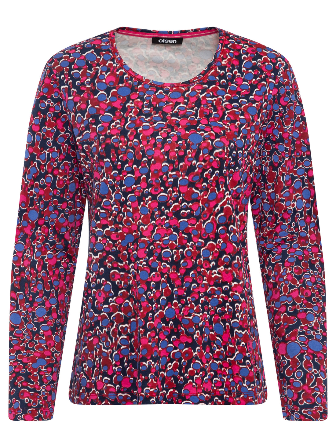 Olsen - Long Sleeve Top Pink, Raspberry, Blue , Navy Vivid Print