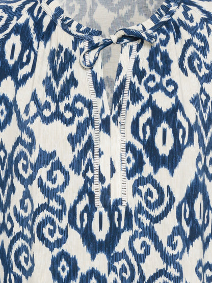 Olsen - Blue and Cream Print Blouse