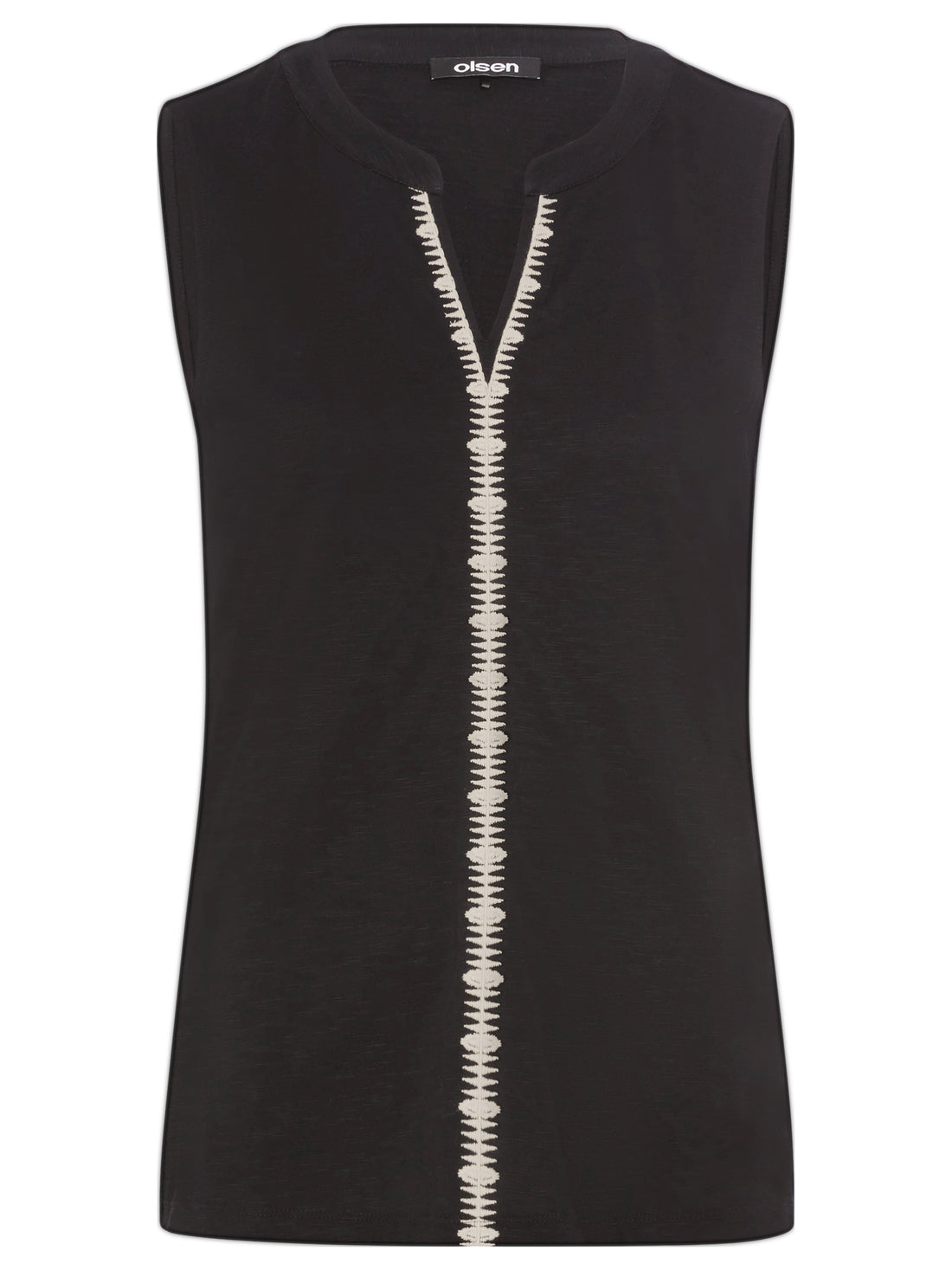 Olsen - Black Sleeveless Top with Trim