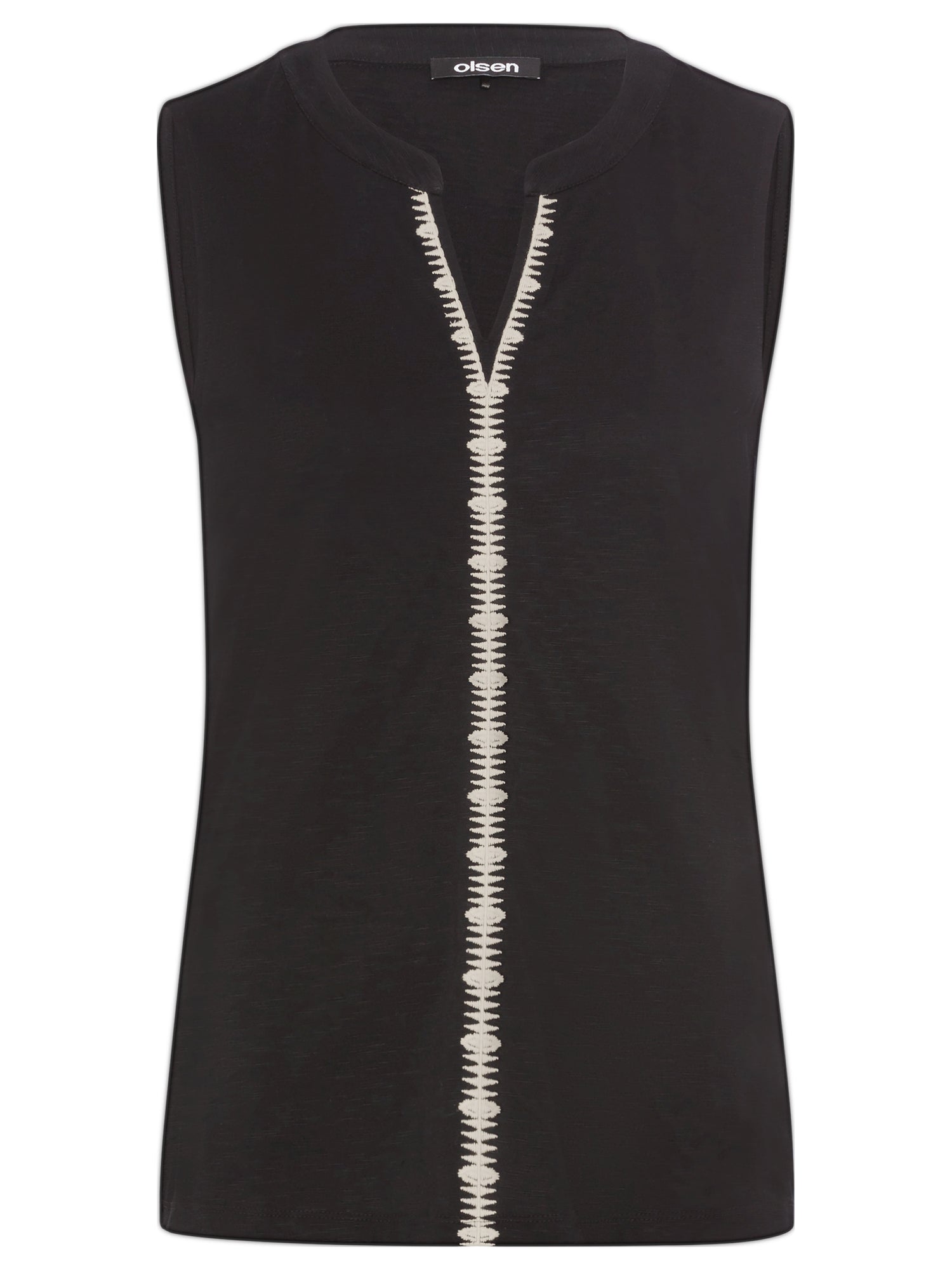 Olsen - Black Sleeveless Top with Trim