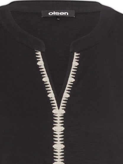 Olsen - Black Sleeveless Top with Trim