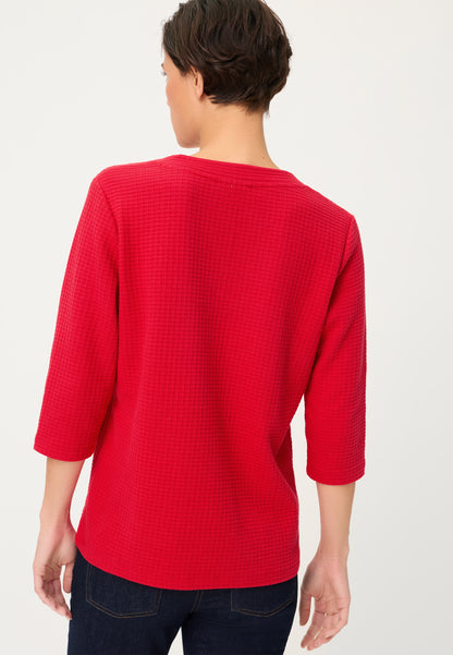 Olsen Red Textured 3/4 Sleeve Tee