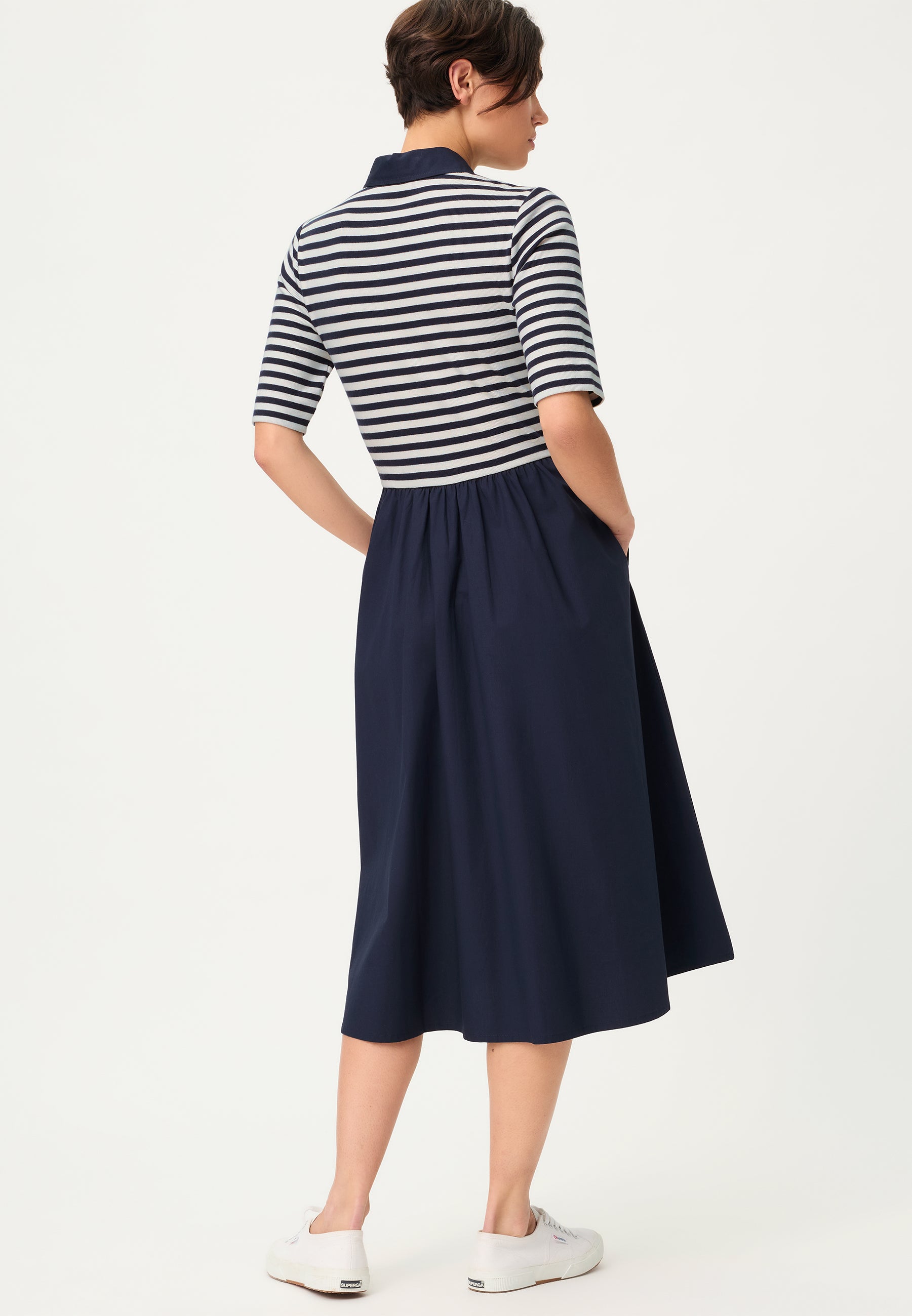 Olsen Navy and White Dress