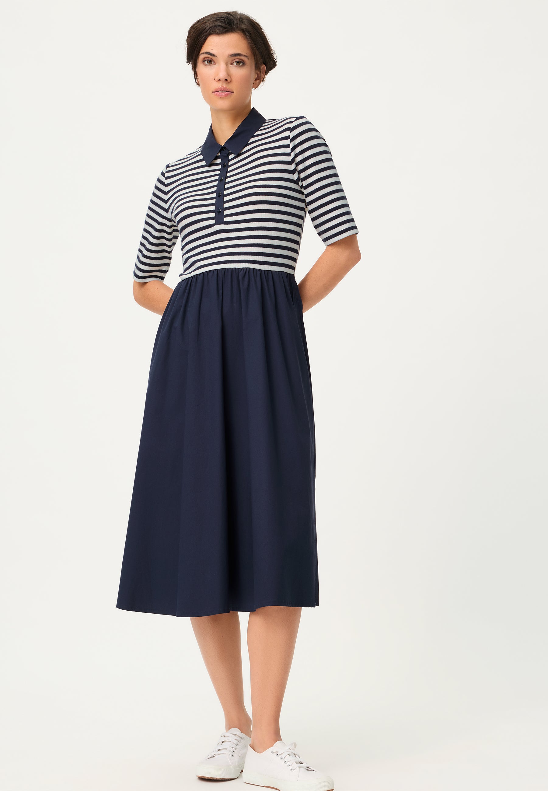 Olsen Navy and White Dress