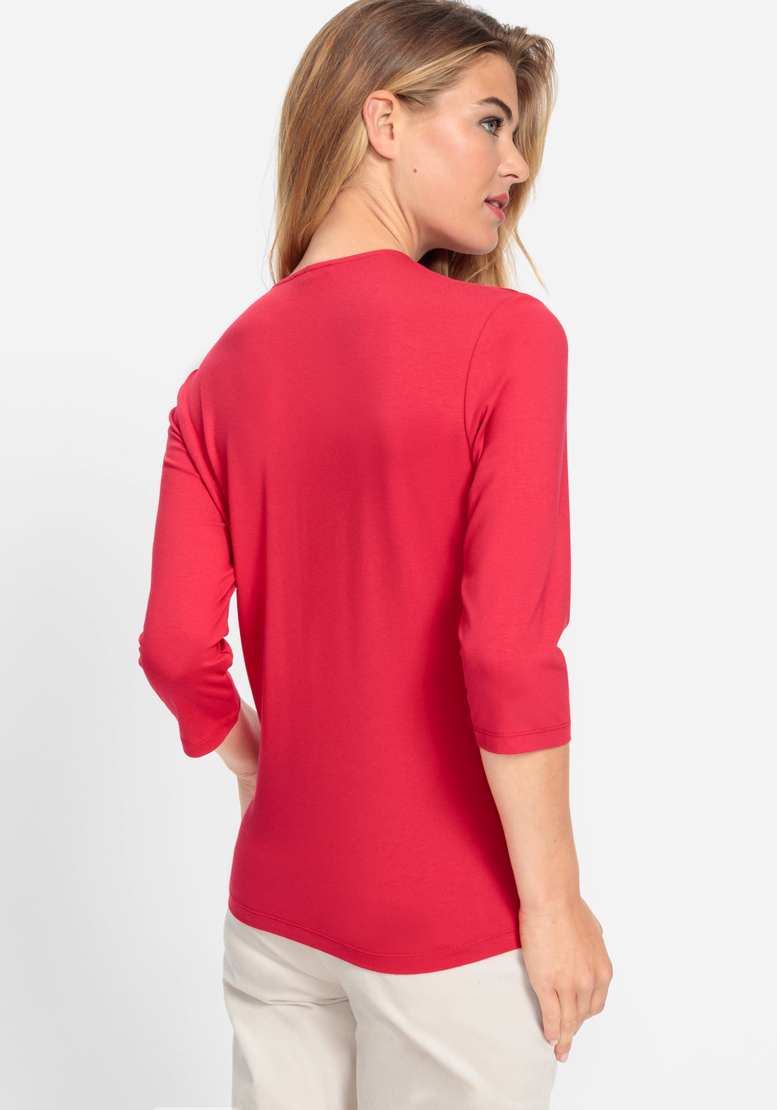Olsen Red V Neck Top