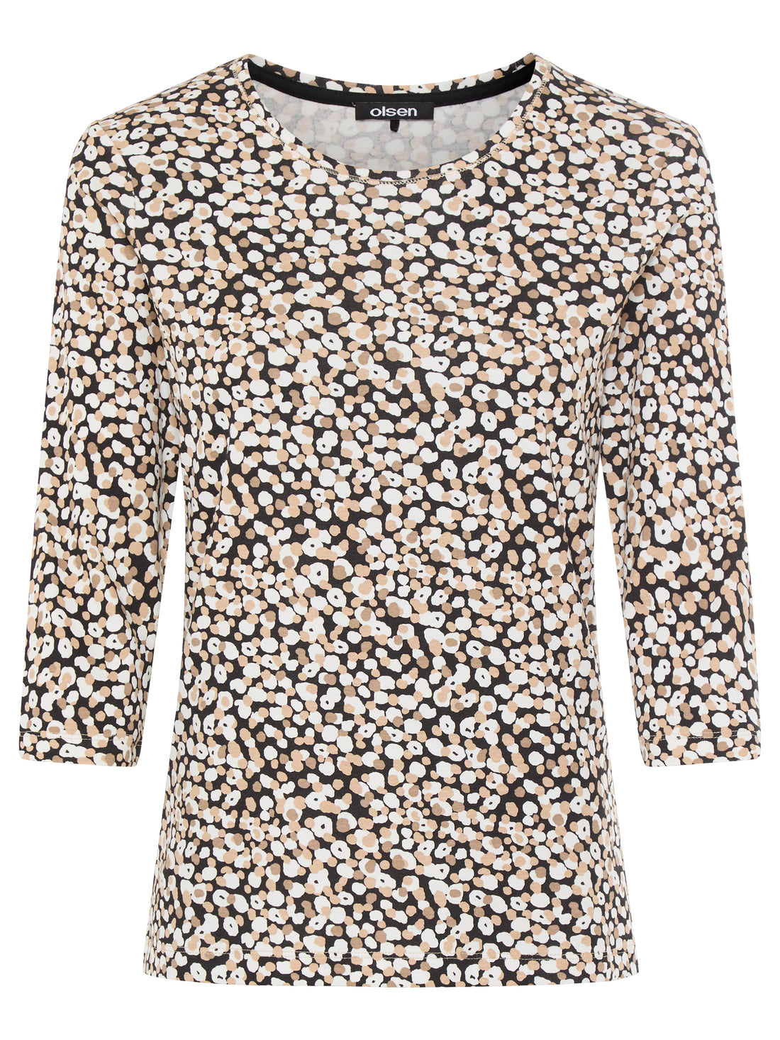 Olsen- 3/4 Black Print Top