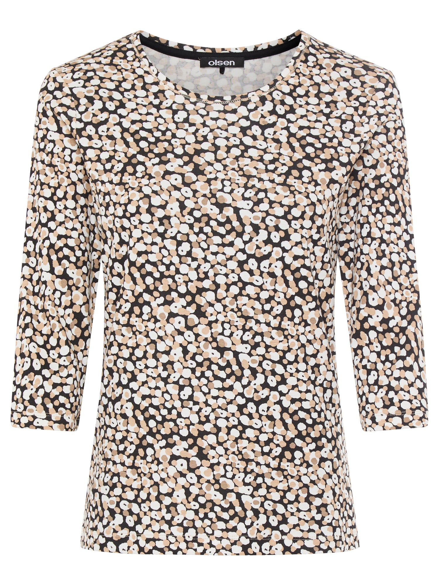 Olsen- 3/4 Black Print Top