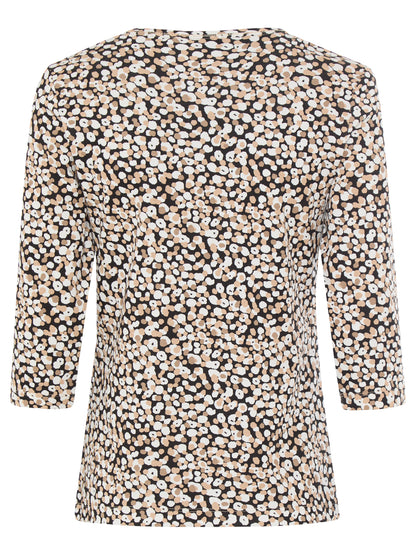 Olsen- 3/4 Black Print Top