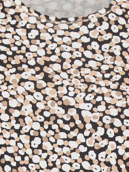 Olsen- 3/4 Black Print Top