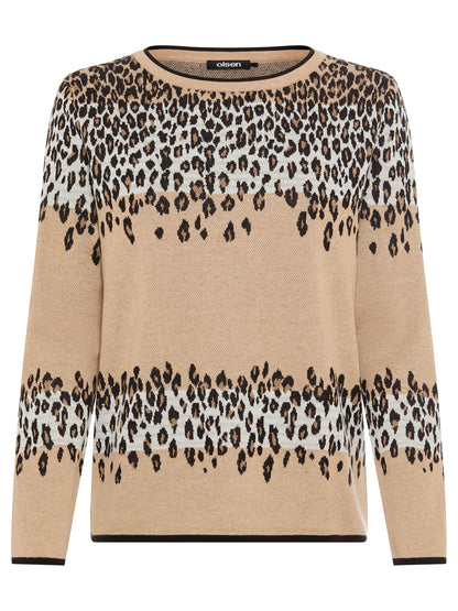 Olsen - Beige Animal Jumper