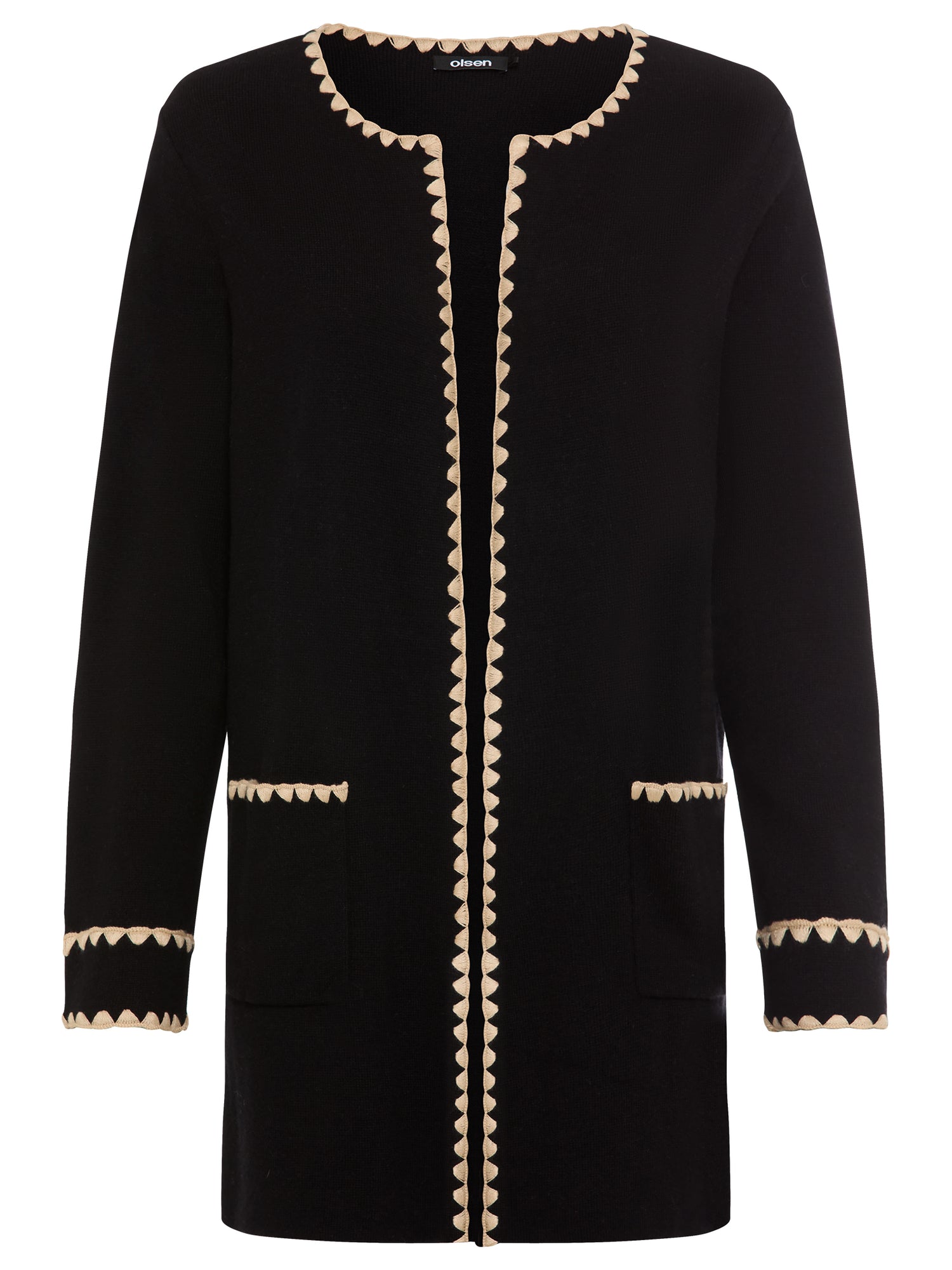 Olsen- Black and Camel Knit Long Cardi