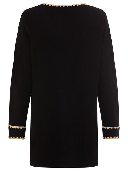 Olsen- Black and Camel Knit Long Cardi