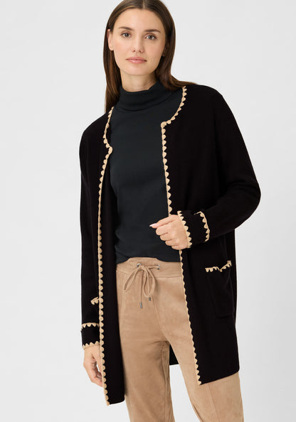 Olsen- Black and Camel Knit Long Cardi