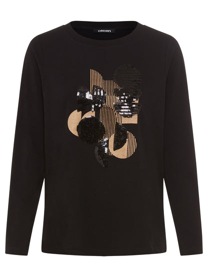 Olsen - Retro Black Long Sleeve Top