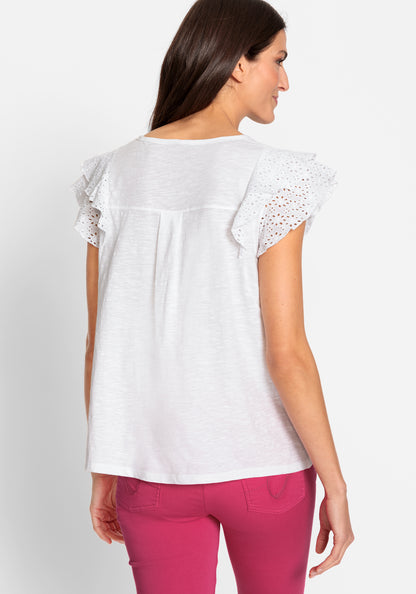 Olsen Broidery Anglaise White Top