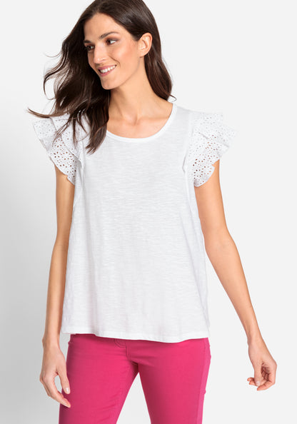 Olsen Broidery Anglaise White Top