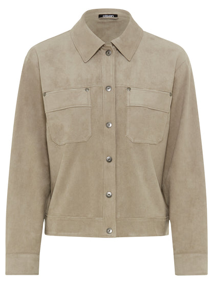 Olsen-Beige Micro Suede Jacket