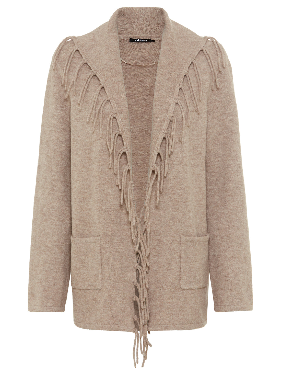 Olsen Taupe Tassle Knit Jacket