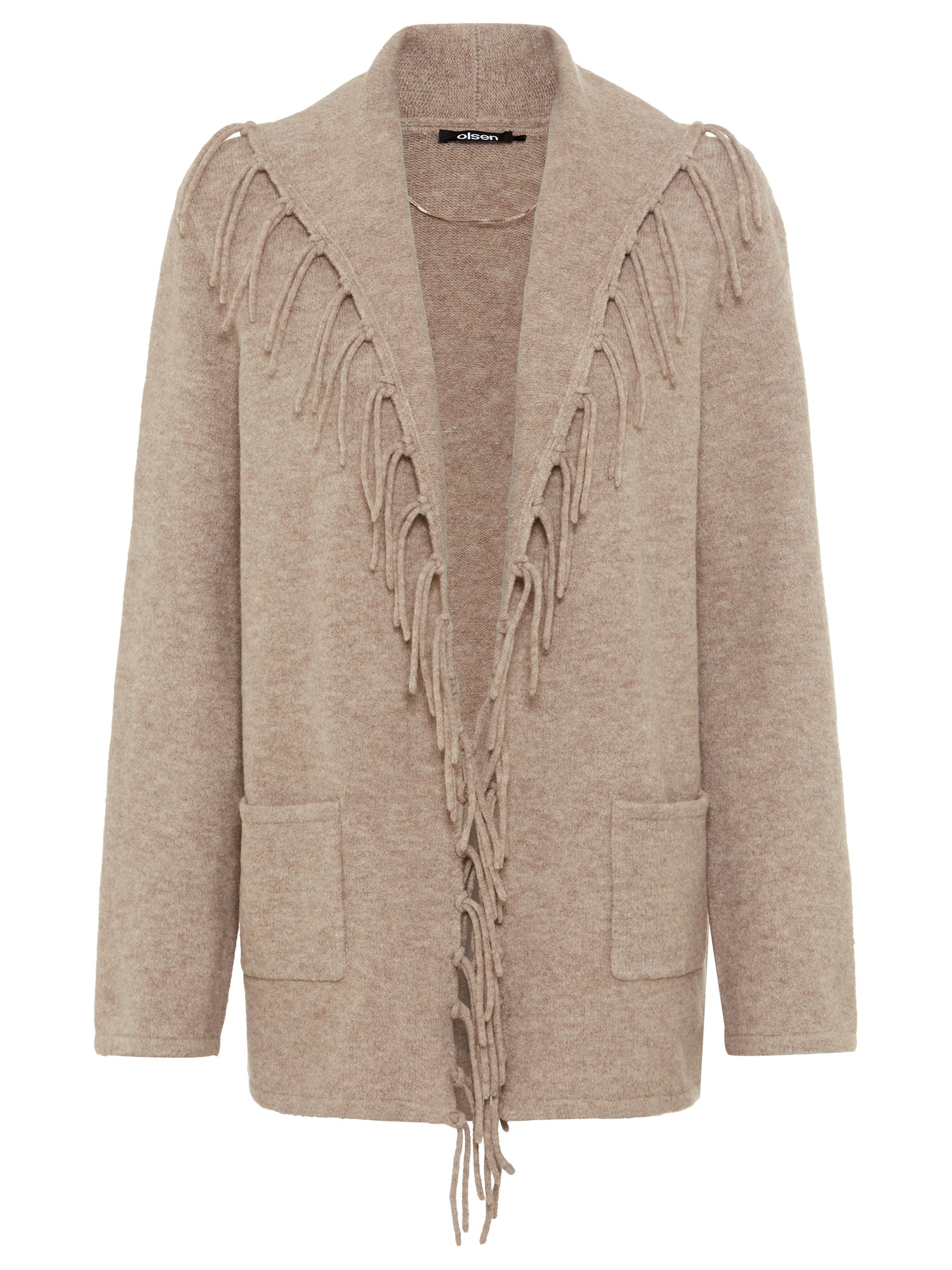 Olsen Taupe Tassle Knit Jacket