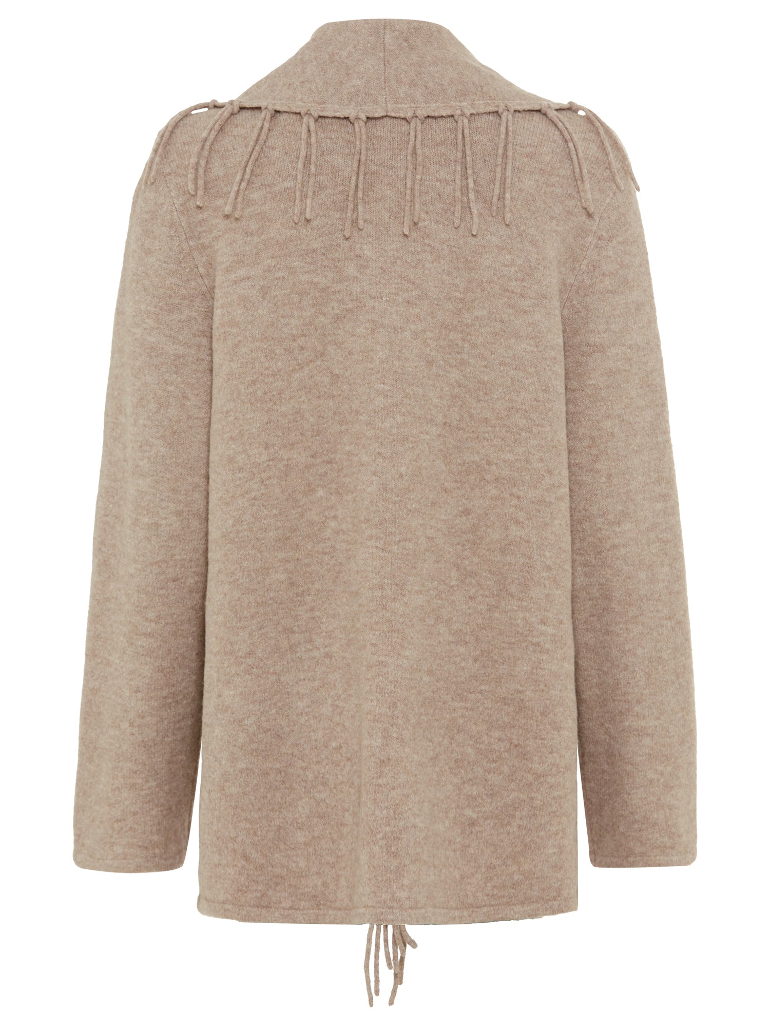 Olsen Taupe Tassle Knit Jacket