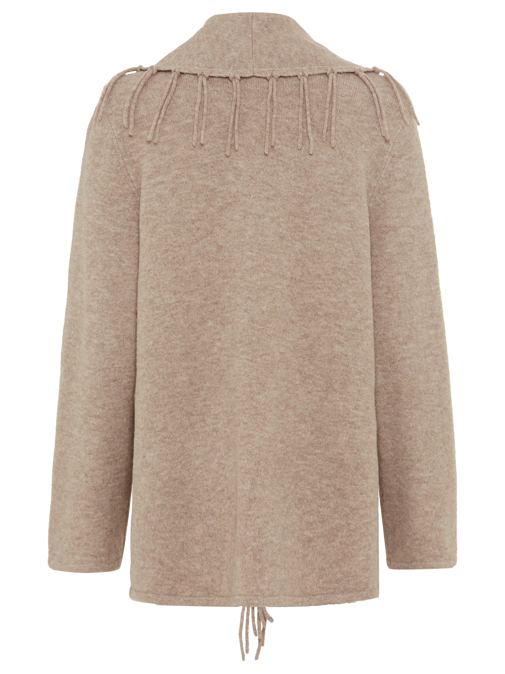 Olsen Taupe Tassle Knit Jacket