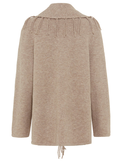 Olsen Taupe Tassle Knit Jacket