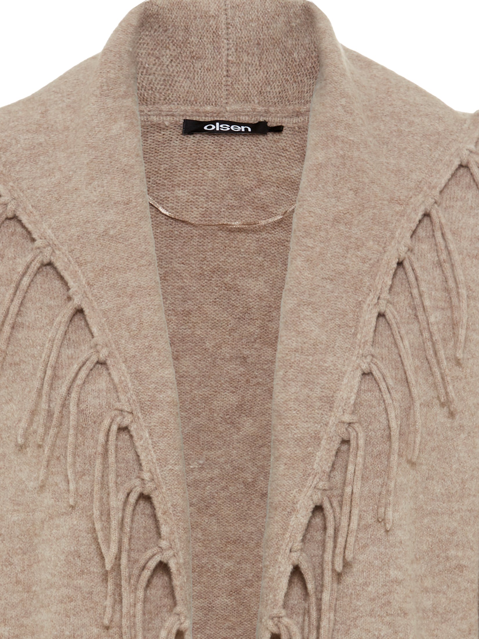 Olsen Taupe Tassle Knit Jacket