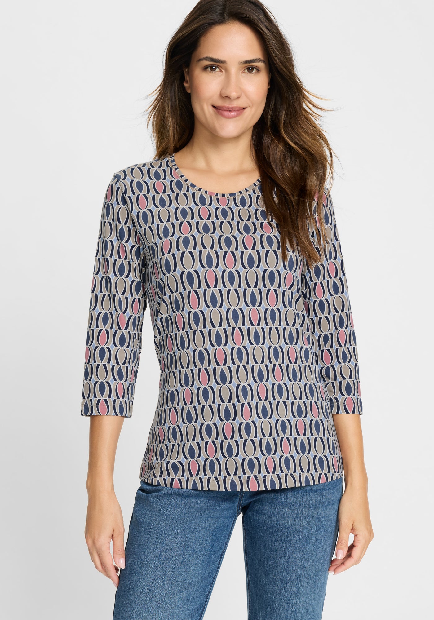 Olsen-Blue, Beige, Pink 3/4 T-shirt