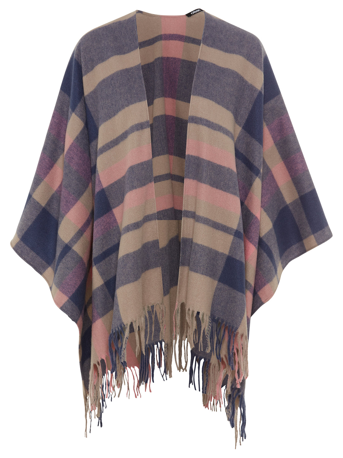 Olsen Tartan Poncho - Vintage Pink