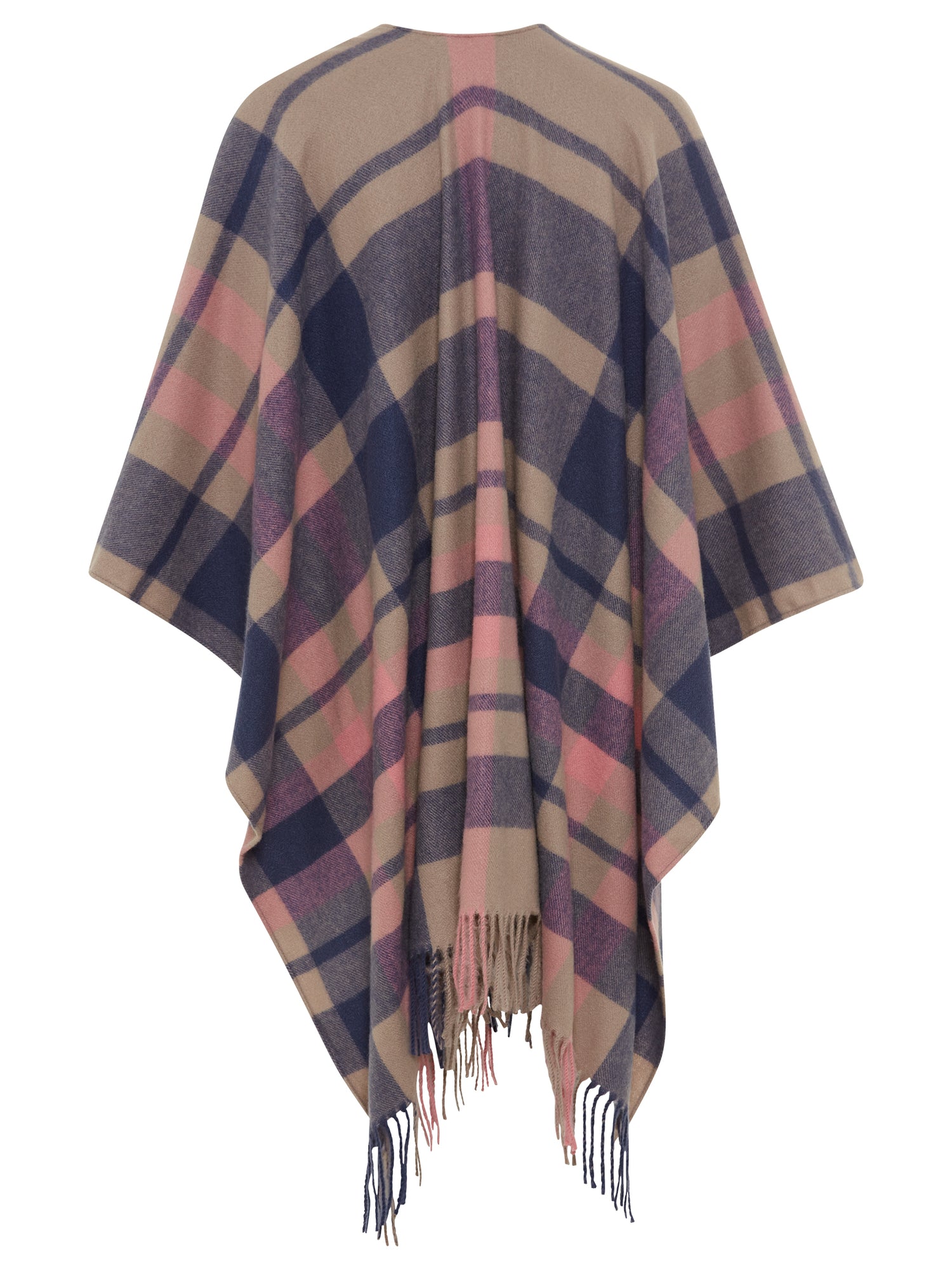 Olsen Tartan Poncho - Vintage Pink