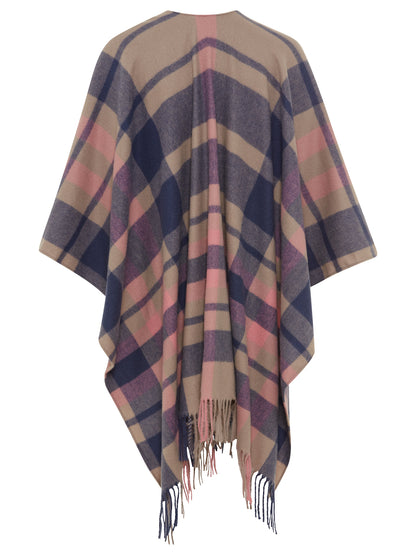 Olsen Tartan Poncho - Vintage Pink