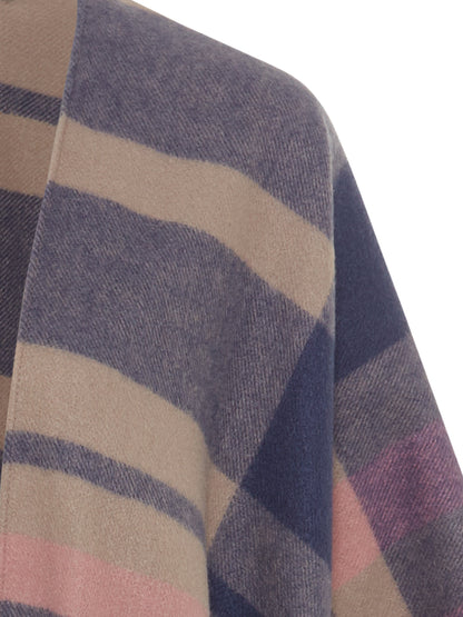 Olsen Tartan Poncho - Vintage Pink