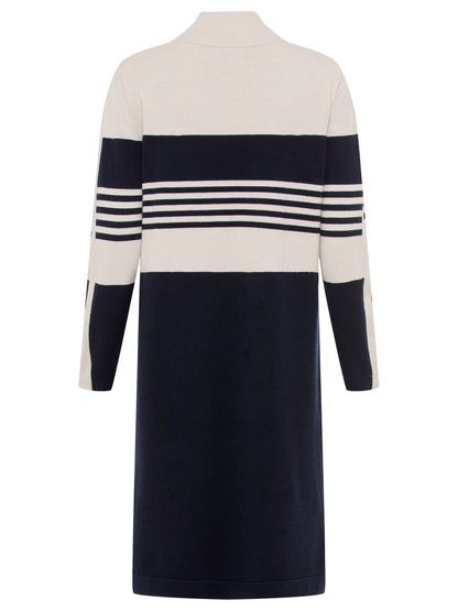 Olsen - Striped Dress in Ink Blue and Cream