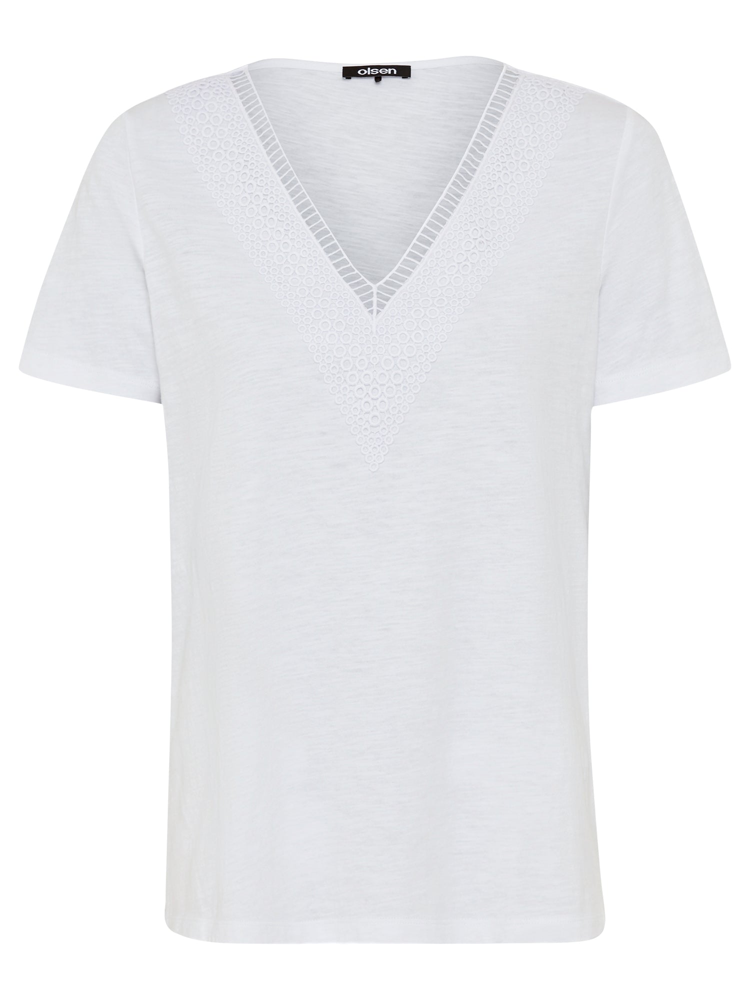 Olsen- White Lace detail V neck Top