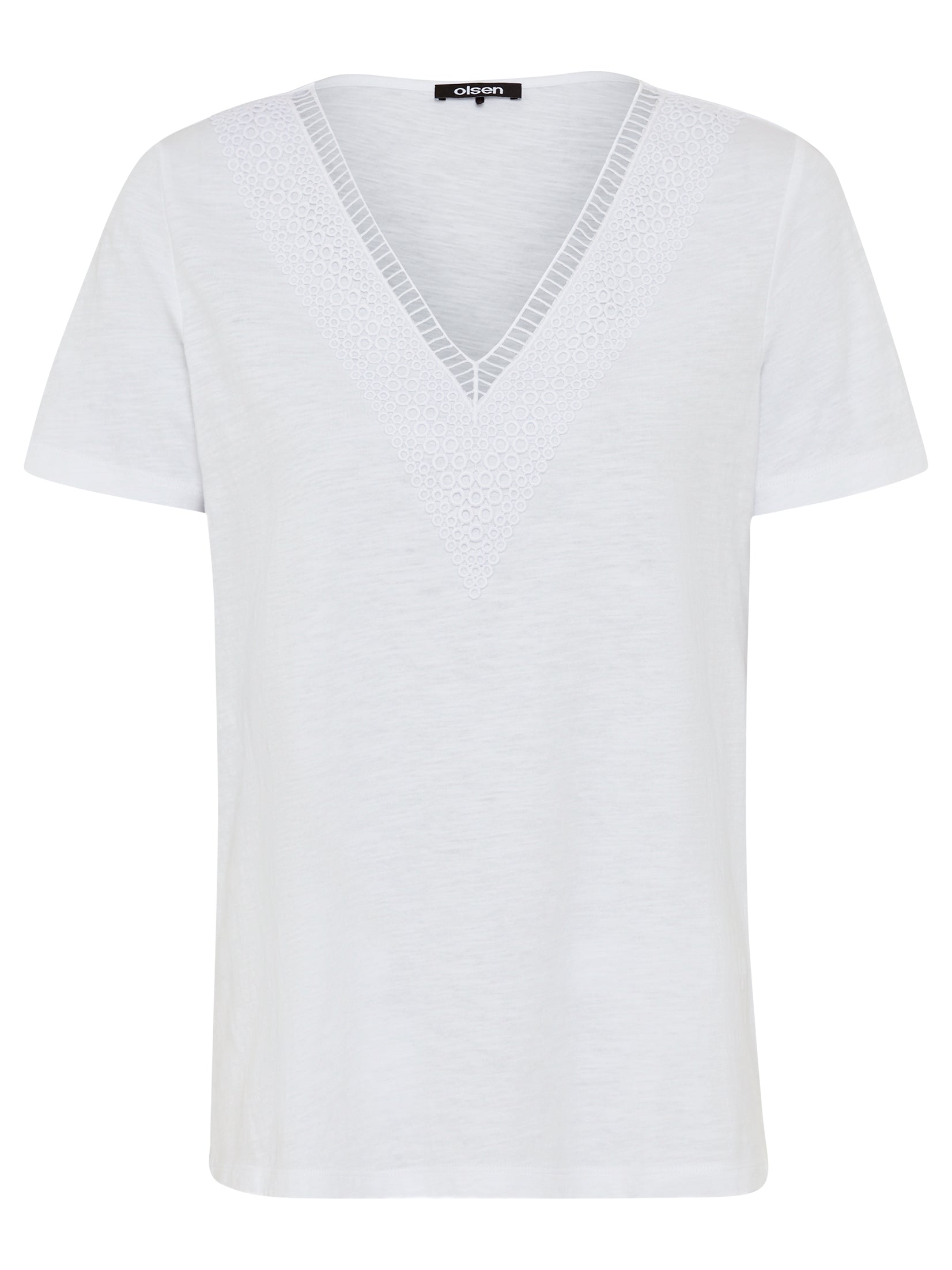 Olsen- White Lace detail V neck Top