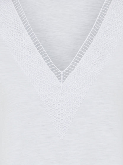 Olsen- White Lace detail V neck Top