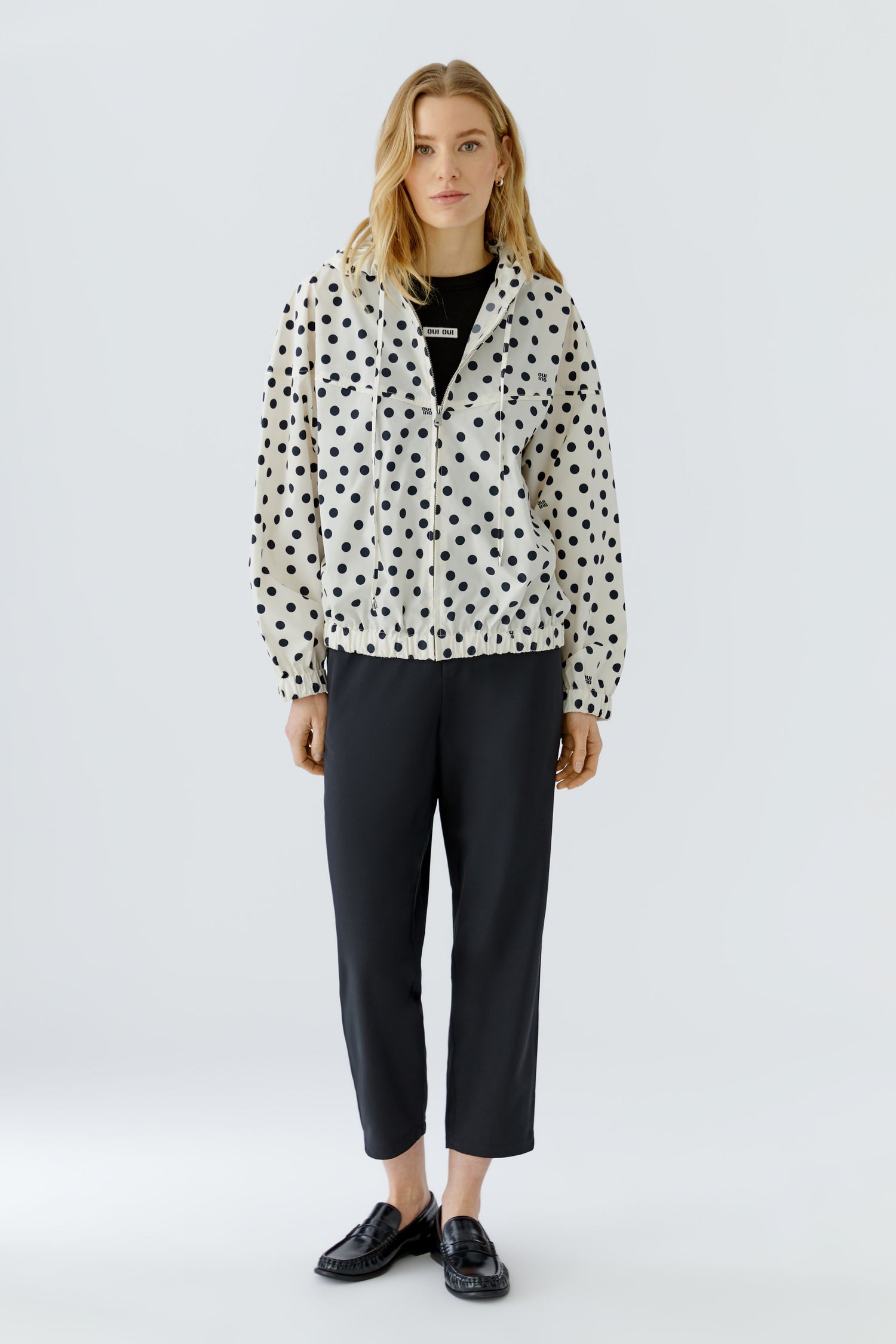 Oui Polka Dot Raincoat Jacket