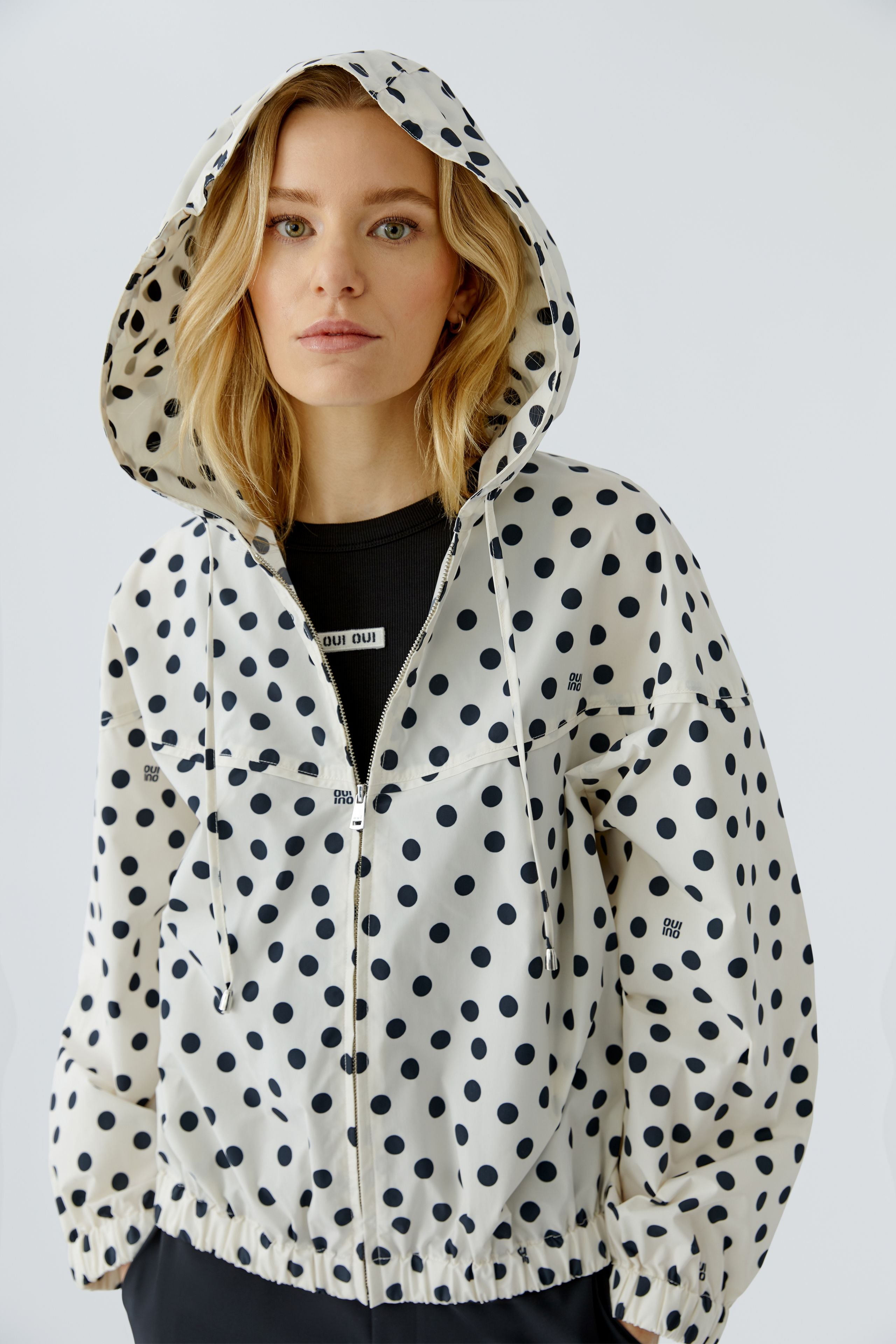 Oui Polka Dot Raincoat Jacket