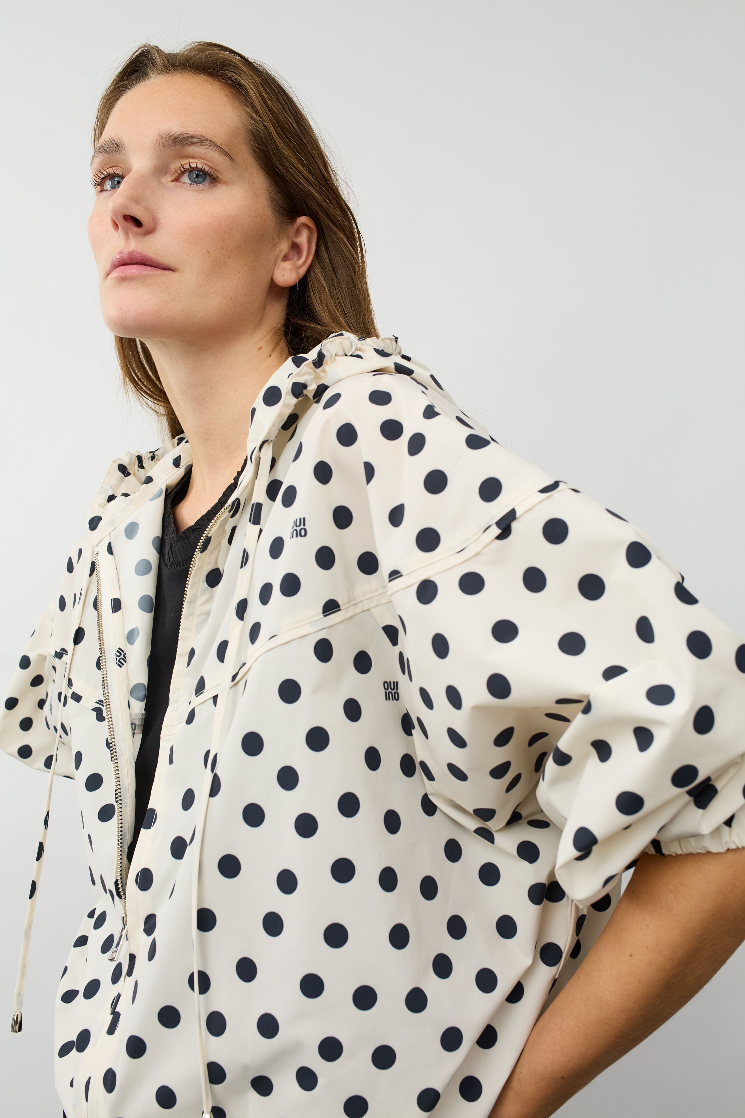 Oui Polka Dot Raincoat Jacket